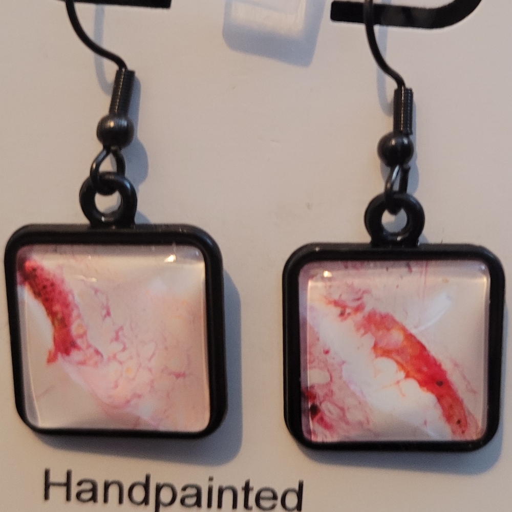 Handpainted glass earrings